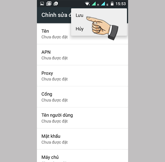Nhập thông tin cấu hình